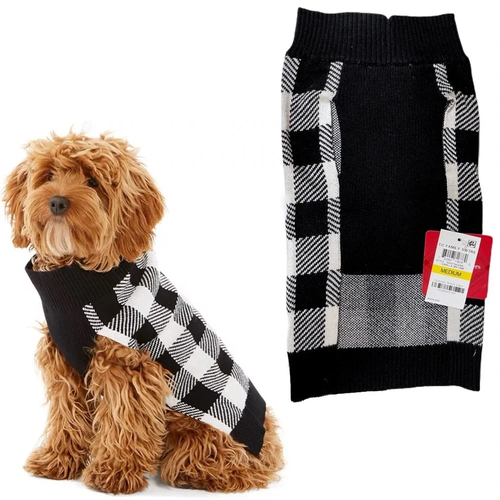 Check-Print Dog Family Family Sweater NWT! - Picture 1 of 7